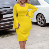 Solid Color Hip Wrap Professional OL Temperament Oblique Shoulder Large African Dress