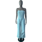 Women's jumpsuit with sleeveless pockets and bra work clothes