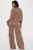 Long sleeved pleated sexy casual suit