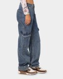 Jeans high waisted rubber waistband washed workwear pants