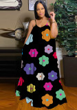 Strap Long Dress Abstract 3D Digital Printing Temperament Casual Dress