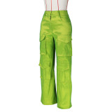 Leisure women's solid color multi pocket work pants