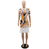Printed Short Skirt Temperament Wrapped Polo Dress