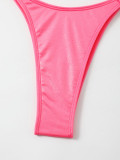 Bright pink metal button split swimsuit