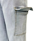 Multi bag jeans with elastic fabric and elastic cuffs
