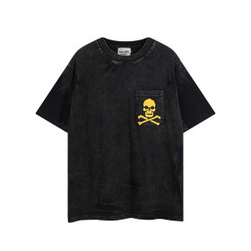 Wash Pocket Skull Print Short Sleeve T-shirt