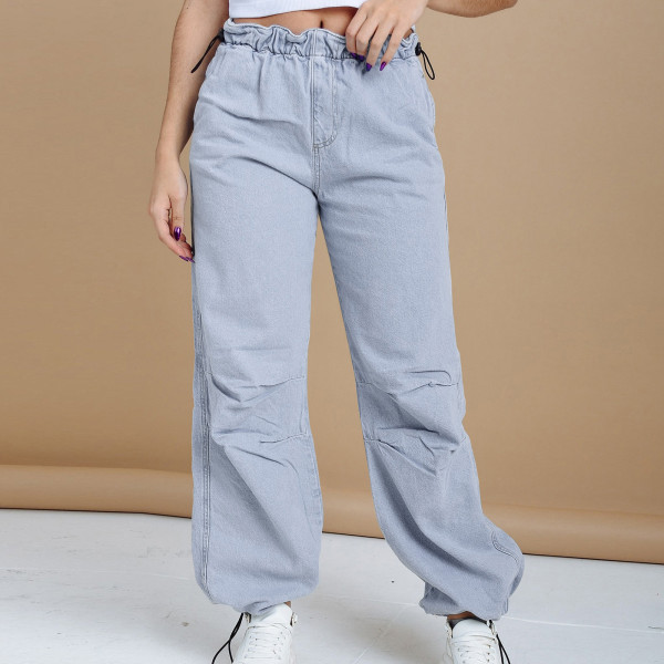 Band Elastic Spring Buckle Loose Fit Jeans