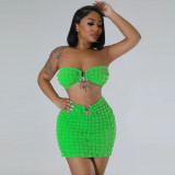 Two piece bubble wrap short skirt with exposed navel