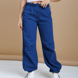 Band Elastic Spring Buckle Loose Fit Jeans