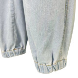 Multi bag jeans with elastic fabric and elastic cuffs