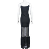 Long mesh dress with straps