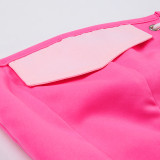 Spliced contrast color fake pocket with cornhole hollow strap zipper, non-standard chest wrap vest