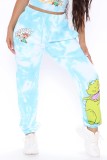 Tie dyed casual sportswear pants with loose waist and leggings
