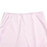 Versatile wrap buttocks long satin half length skirt
