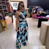 Multi color printed strappy jumpsuit