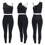 Mesh Splice Sport Two Piece Set (with Chain)