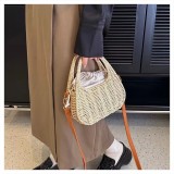 Crossbody Straw Woven Bag Single Shoulder Straw Woven Bag Holiday Beach Bag Handheld Women's Bag