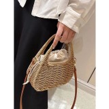 Crossbody Straw Woven Bag Single Shoulder Straw Woven Bag Holiday Beach Bag Handheld Women's Bag