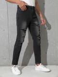 Stretch Perforated Dark Grey Jeans