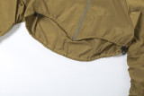 Umbilical Zipper Slim Fit Long Sleeve Coat