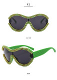 Y2K Millennium Diamond Sunglasses Large Frame One Piece Men's Sunglasses