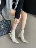 Pointed slim heel fashionable high heeled short boots
