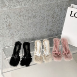 Women's plush shoes, thin heeled sandals, straight thin straps, high heels
