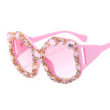 Y2K sunglasses with diamond large frame polygonal glasses