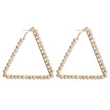 Rhinestone earrings with exaggerated triangles