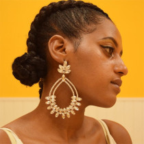Rhinestone earrings exaggerate water drop shaped earrings