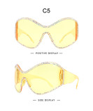 AB row diamond retro one piece Y2K fashionable sunglasses