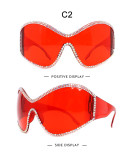 AB row diamond retro one piece Y2K fashionable sunglasses