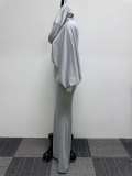 Slim fitting solid color hooded fishtail skirt set