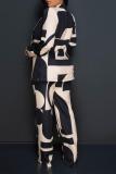 Irregular printed strapping suit pants two-piece set