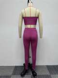 Solid color suit bra elastic tight three piece set