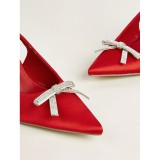 Thin heeled bow tie pointed toe wrap high heeled sandals
