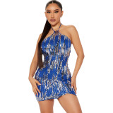 Lace up backless party sequin dress