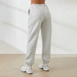Casual threaded drawstring elastic waistband comfortable sports pants
