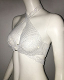 Mesh flash diamond fishing net top strap cross hanging neck strap