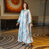 Middle East Dubai Printed Diamond Robe Moslem Soft Satin