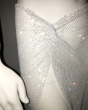 Water Diamond Fishing Net Dress Split Skirt Bust Skirt Set