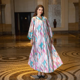 Middle East Dubai Printed Diamond Robe Moslem Soft Satin