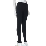 Solid casual high waisted tight sports pants