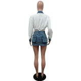 Shirt denim skirt set 3D pocket skirt set
