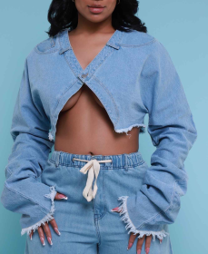 Casual loose fitting denim set of two pieces