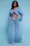 Casual loose fitting denim set of two pieces
