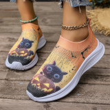 Element Knitted Shallow Mouth Single Shoes Lazy Flying Weave Flat Sole Single Shoes