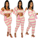 Knitted Colorful Sports Casual Set (Three Piece Set)