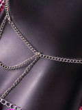 Open back suspender with bead patch patchwork sequin underwear set