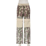 Mesh perspective camouflage printed patchwork pants